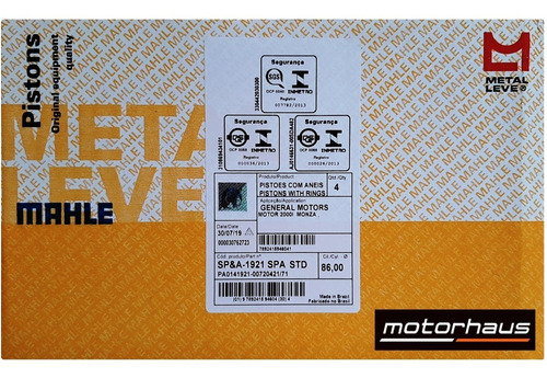 Pistão Com Anel Gm Vectra Mpfi Efi 2.0 8v Gas Ø 86,00 Mm Std