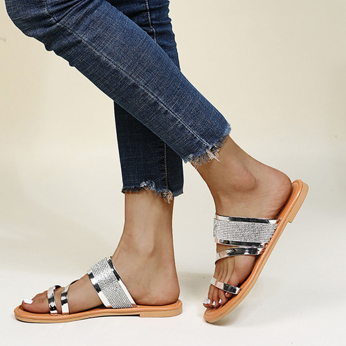 Zapatillas De Verano Con Diamantes De Imitación Para Mujer,