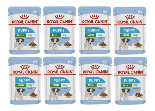 Kit 8 Unidades Royal Canin Ração Sachê Wet Mini Puppy 85g