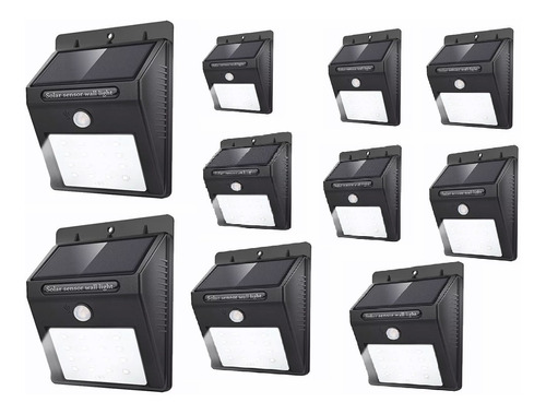 10 Pack Foco Solar 20 Led Sensor De Movimiento