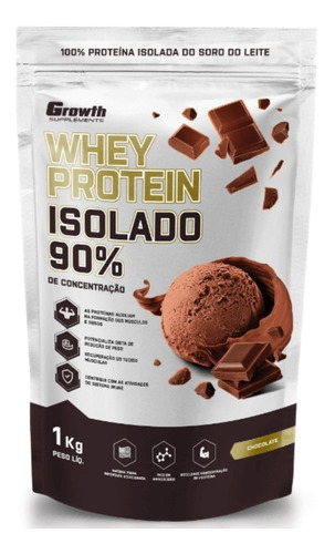 Suplemento em pó Growth Supplements  Whey Protein Isolado proteínas Whey Protein Isolado sabor  chocolate em sachê de 1000g