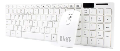 comprar Combo Teclado E Mouse Sem Fio Usb Wireless 2.4ghz Ultra Slim Flatshop Tm13 Idioma Português Brasil Abnt2 + Capa Protetora Cor Branco