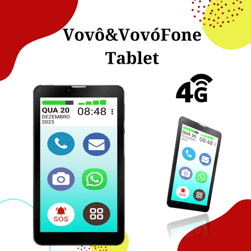 Tablet Vovô&vovófone 32gb 4g Botões Sos Faz E Recebe Ligação