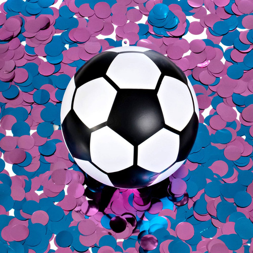 Balon Futbol Kit Confeti Azul Rosa Suministro Para Fiesta