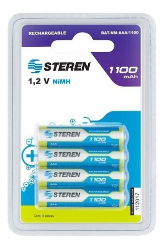 Paq De 4 Pilas Recargables  Aaa  Nimh 1100 Mah Steren