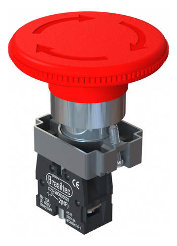 Kit C/ 3 Botao De Emergencia Vermelho 22mm Com Retencao 1nf