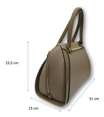 Imagen 4 de 4 de Bolso De Dama Con Correa Dorado / Caqui 425y4