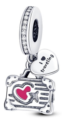 Charm Dije Amo Viajar Maleta Plata 925