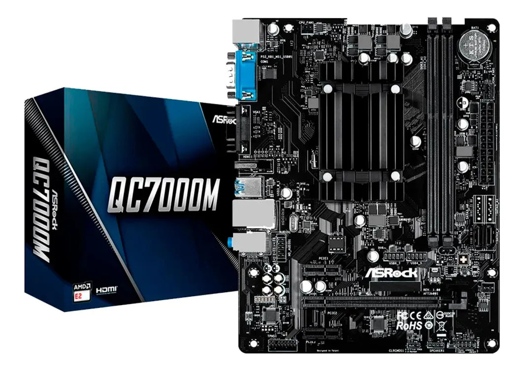 Combo Actualización AMD Motherboard + Procesador ASRock AMD QC7000M HDMI USB 3.2 LAN