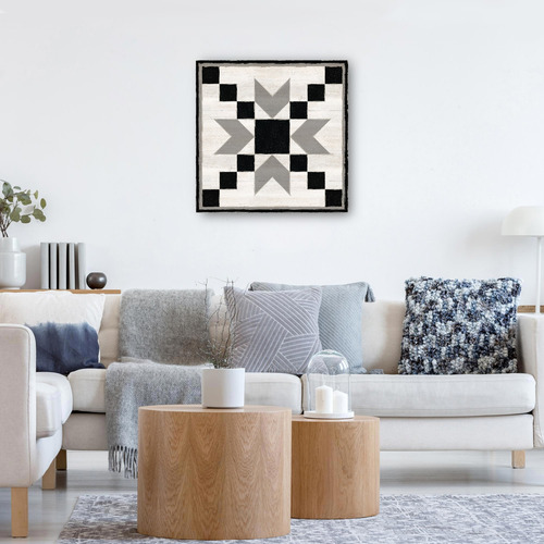 Cuadro Decorativo -bloque De Edredón En Blanco Y Negro Xi
