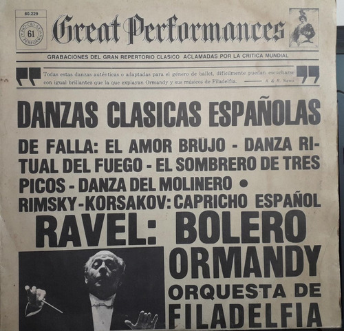 Danzas Clasicas Españolas - Eugene Ormandy ( Vinilo / Usado)