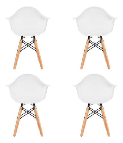 4 Sillas Eames Infantil Con Descansabrazos - Duduk Blanco