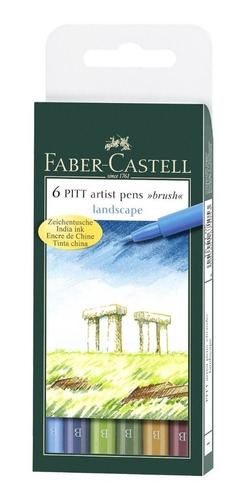 Set X6 Pitt Artist Pens Brush Faber Castell Landscape