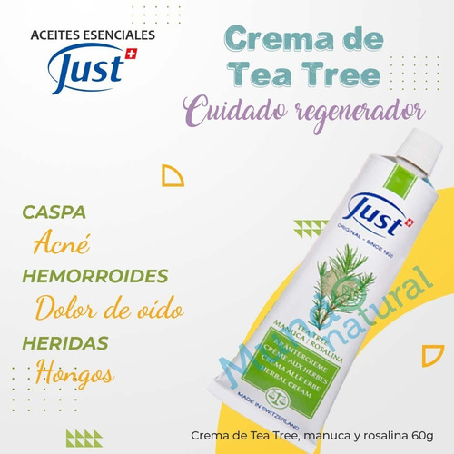 Imagen 2 de 6 de Crema Tea Tree Original Just Producto Original 60grs Envio Gratis