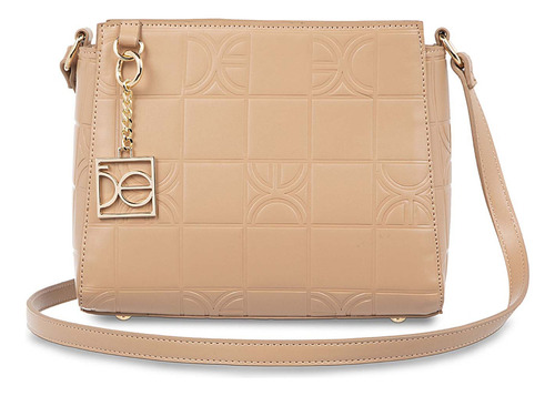 Bolsa Crossbody Cloe Para Mujer Charm Metálico Decorativo Color Nude