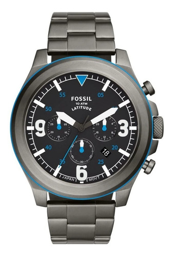 Reloj Fossil Latitude Fs5753 Smoke Blue Acero Gris Oscuro