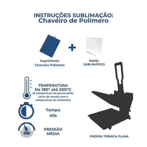 50 Chaveiros Polímero P/ Sublimação Resinado Com Argolas