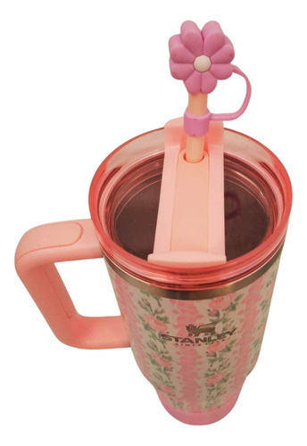 Vaso Térmico 1.2l Con Manija Floreado Rosa Flores
