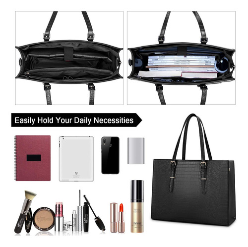 Bolso Para Computadora Portátil Para Mujer Bolso De Mano De Negro.