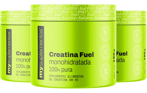 Kit 3x Creatina Monohidratada 100% Pura 150g My Suplementos