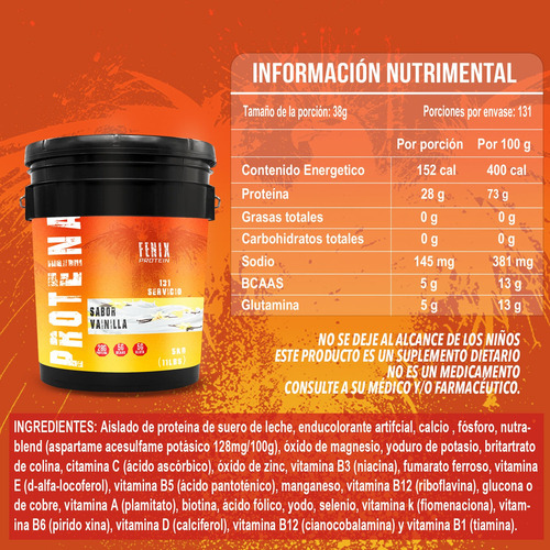 Fenix Protein Proteína Isolatada 5kg 131 Servicios Vainilla