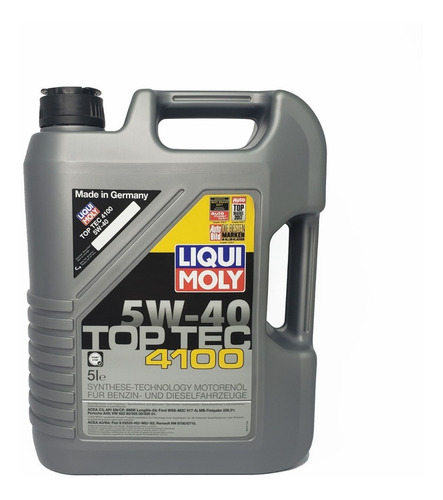 Aceite Motor Liqui Moly 5w40 Top Tec 4100 5 Litros