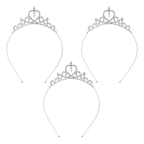 Tiara De Vidrio De Princesa Para Niñas, 3 Piezas, Tiaras