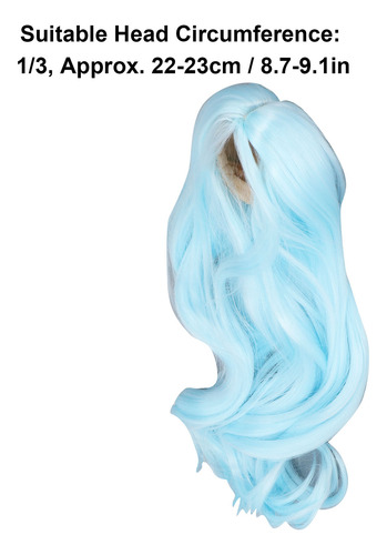 Peluca De Muñeca De Seda Suave Azul, Larga Y Rizada, Con Ray