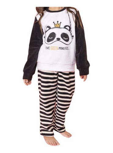 Pijama Micropolar Ivory Panda Niña Invierno