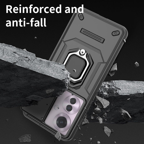 Funda Uso Rudo Cámara Protección Para Oppo Reno 11f + Mica Negro Oppo Reno 11f