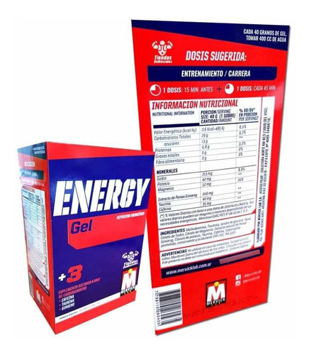 Energy Gel Mervick Repositor Energético Con Cafeína Taurina