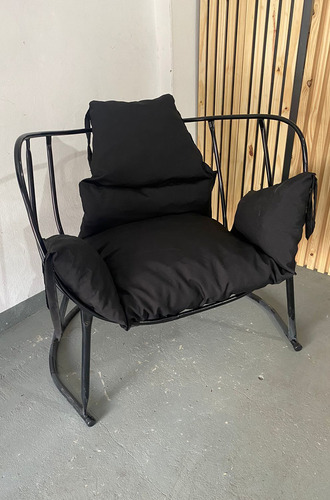 Combo 1 Sillon Cala Exteriores 1 Almohadon Con Brazo Negro Almohadón Negro