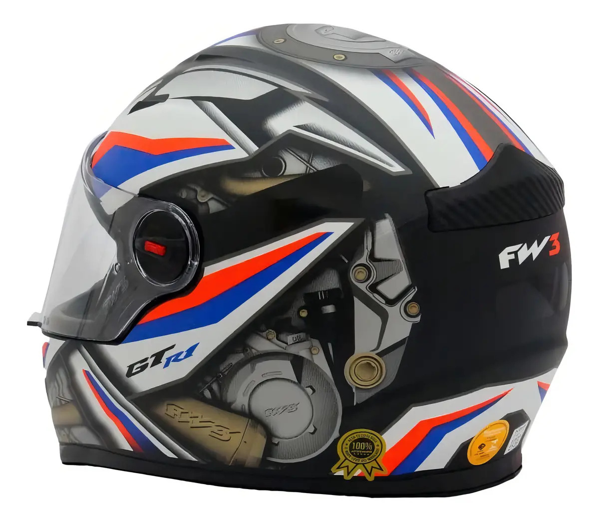 Capacete Fechado Moto Fw3 Gtn R1 Com Viseira E Narigueira Tamanho