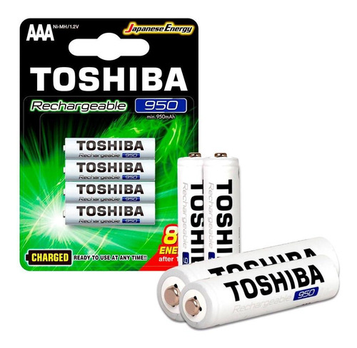 Pilha Recarregável Aaa Toshiba 1,2v 950mah 4unid. - Tnh3gae