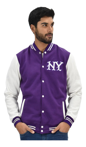 Casaca Baseball De Franela  Zehn- Ny-morado