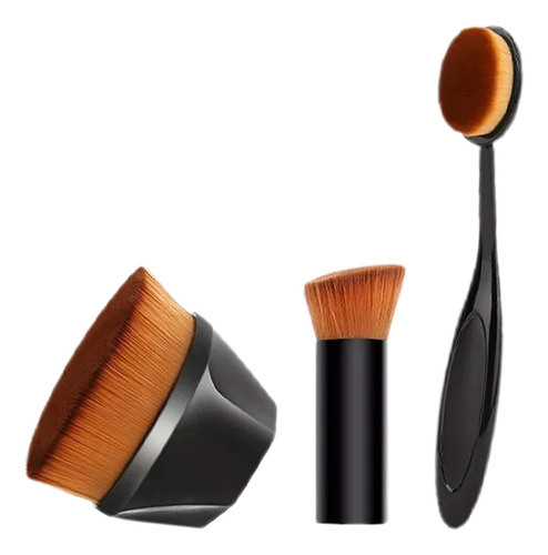 Set 3 Brochas Plana De Maquillaje Para Base Brocha