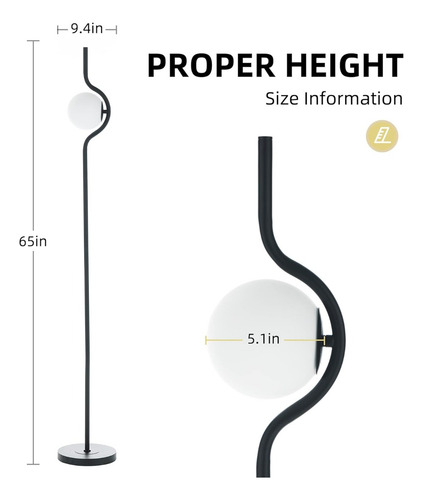 Imagen 4 de 8 de Lámpara De Piso Moderna Nórdica Modelo Moon Dorada