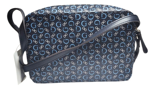 Crossbody Marca Guess Color Azul Acabado De Los Herrajes Oro Color Azul Oscuro Correa De Hombro Azul Oscuro Diseño De La Tela Lisa