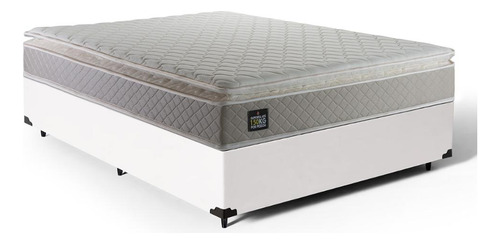 Cama Box + Colchão De Casal Strong D45 One Face 38x188x59cm Cor Branco