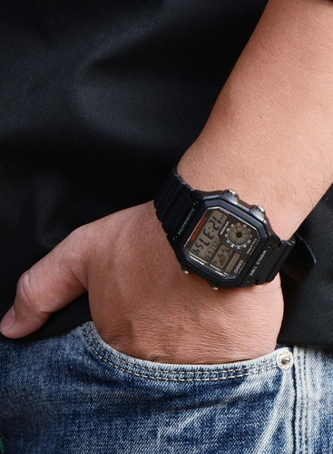 Reloj De Pulsera Casio Digital Ae-1200 De Cuerpo Color Negro