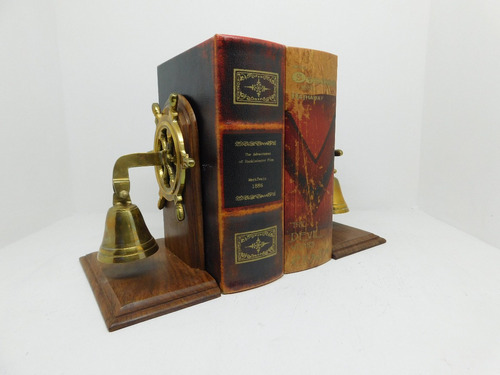 Imagen 2 de 4 de Sujeta Libros Timon De Barco Con Campana En Bronce (nuevo)