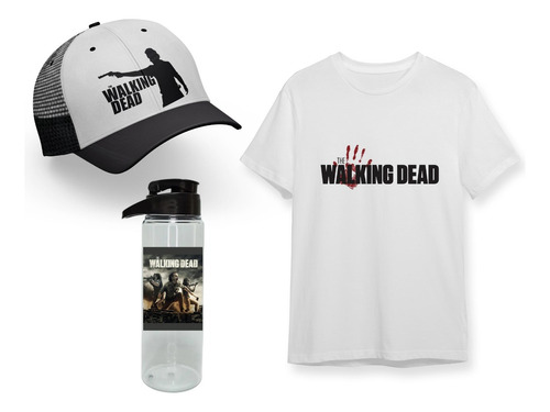 Pack Negro Remera + Botella + The Walking Dead Serie