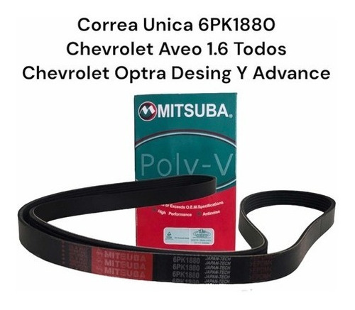 Correa Unica Aveo 1.6 Optra Desing Advance Original 6pk1880