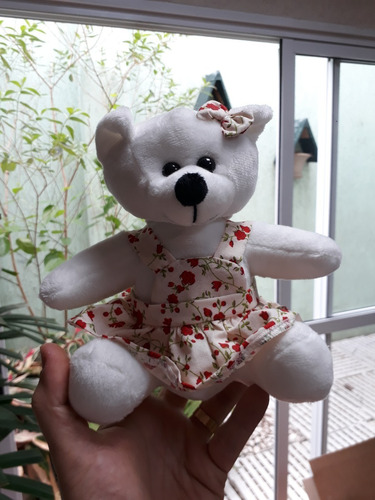 Ursinha Ursa Mini Pelúcia Vestido Florido 20cm Lembrancinha