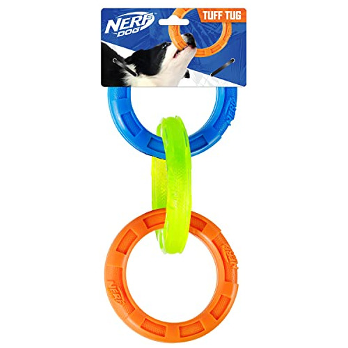 Nerf Dog 11.5in 3-ring Tpr Tug - Azul, Verde Y Naranja