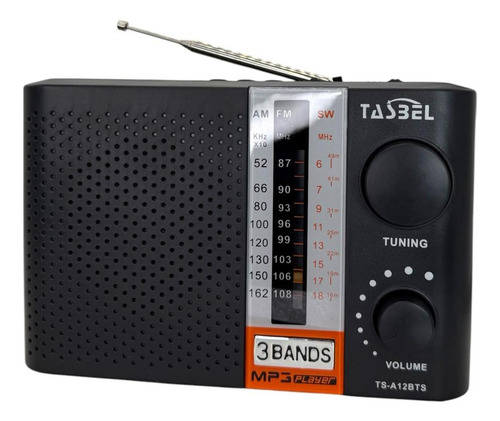 Radio Portátil Bluetooth Recargable Con Panel Solar 3 Bandas