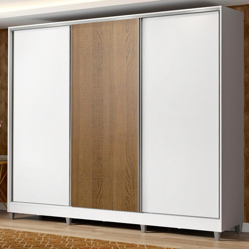 Guarda Ropa Closet Madesa Royale 3 Puertas con Pies Color Blanco/Marrón