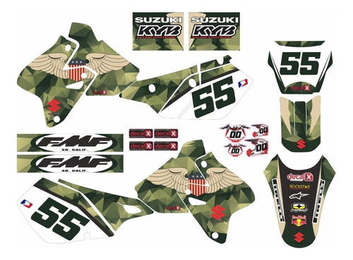 Kit Adesivo Moto Cross Trilha Compatível Suzuki Drz 400 Cor Drz 400 Militar