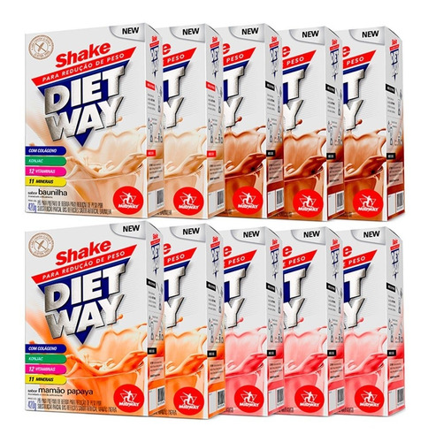 Kit 10 Diet Way Shake - 420 Gramas - Midway Sabores