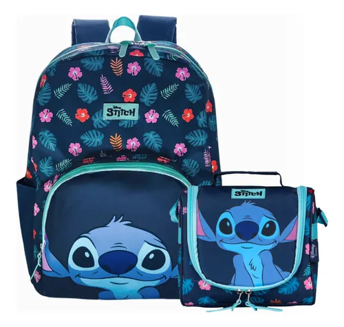 Mochila Resistente Lancheira Térmica Stitch - Disney Cor Azul-marinho